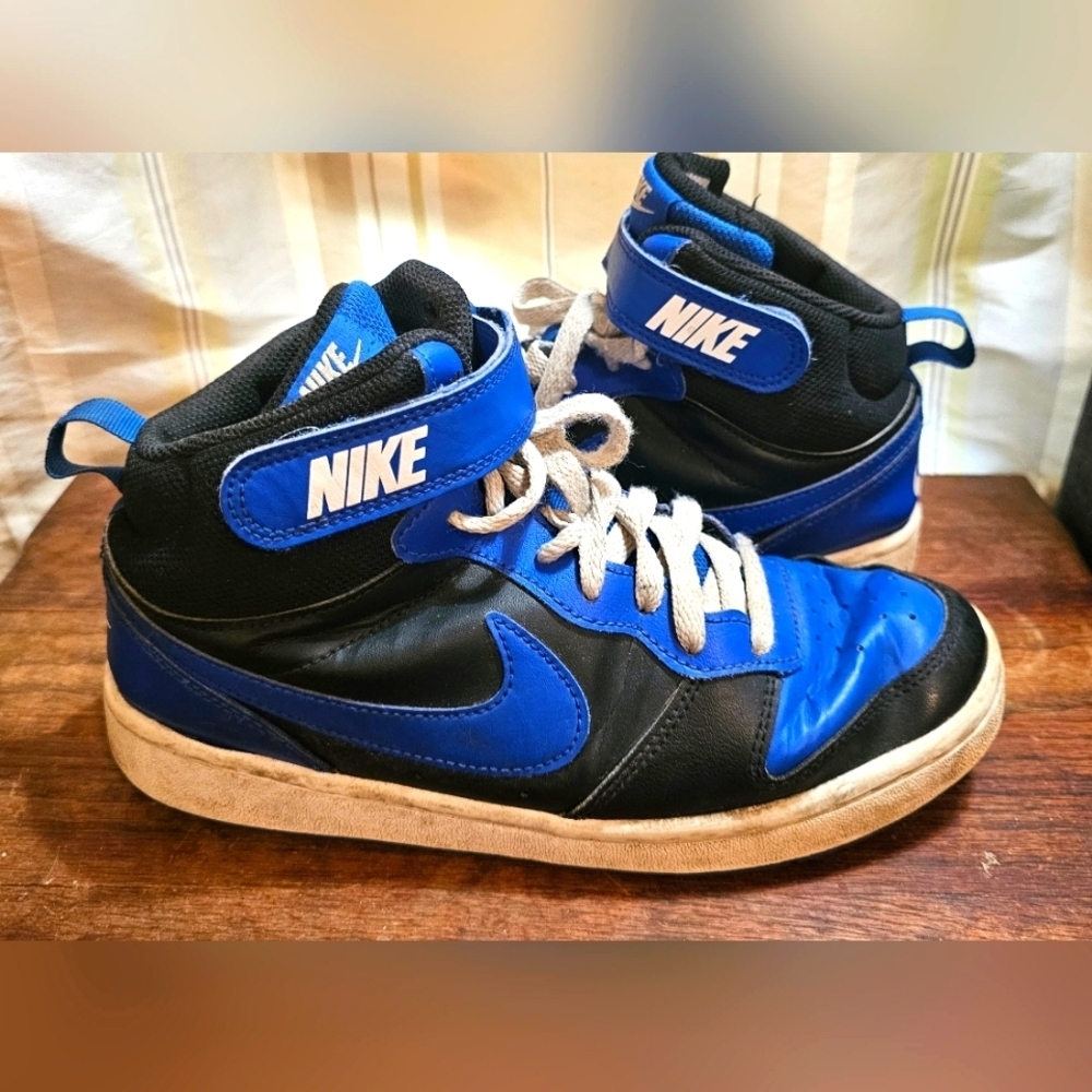 Nike Court Borough Mid 2 Boys Black Blue Sneakers Size 6.5